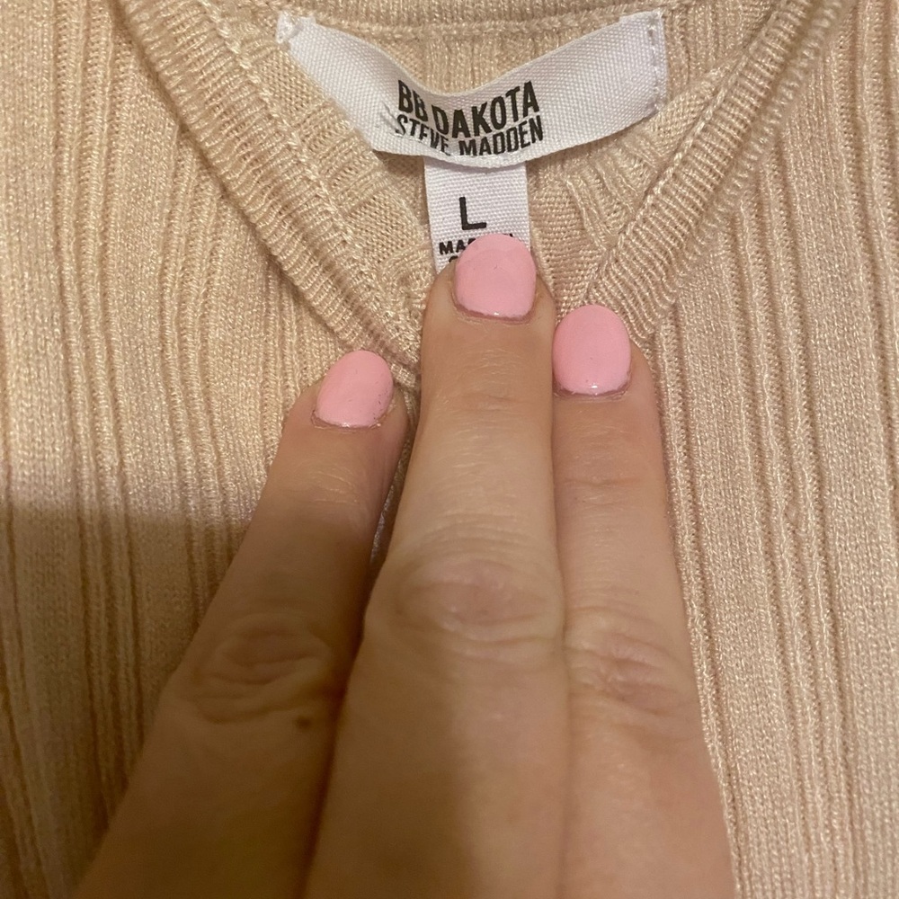 Steve Madden BB Dakota - Cream Ribbed Midi Dress - Picture 2 of 4